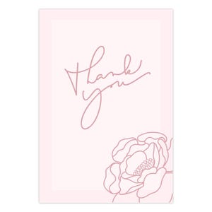 Tarjetas de agradecimiento con peonías florales. Juego de 5 tarjetas de agradecimiento plegadas. Tarjetas de agradecimiento florales modernas y minimalistas para bodas, funerales y despedidas.