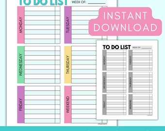Weekly To Do List Printable, Weekly Task List Template, Weekly To Do List Planner Checklist, Productivity Planner A4/Letter Instant Download