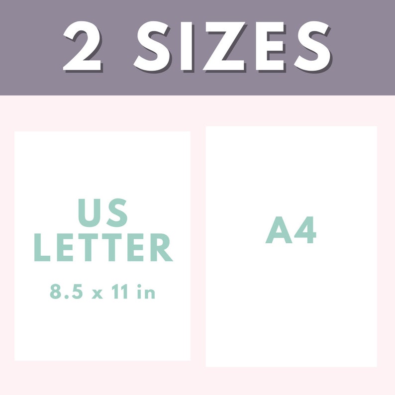 May include: Two sizes of paper are shown: US Letter, 8.5 x 11 inches, and A4.