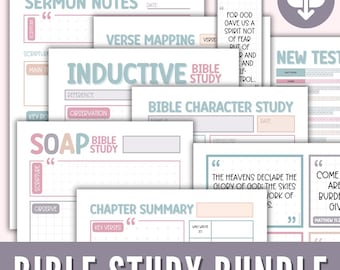 Bible Study Template BUNDLE, SOAP Method Bible Verse Mapping, Christian Journal Guides, Printable Scripture Cards, Scripture Reading Log