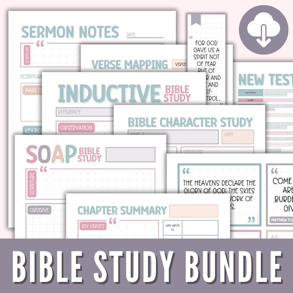 Bible Study Template BUNDLE, SOAP Method Bible Verse Mapping, Christian Journal Guides, Printable Scripture Cards, Scripture Reading Log