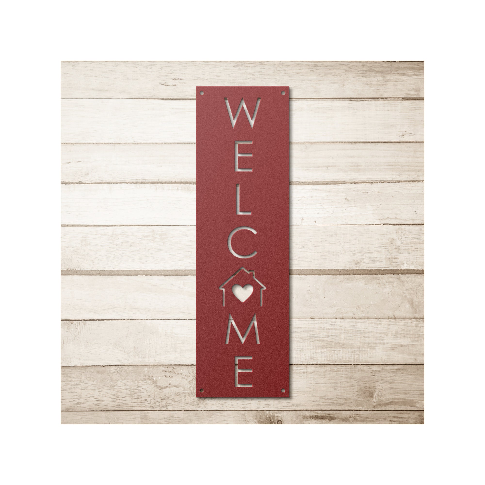 Metal Welcome Sign for Front Door or Entryway, Vertical Outdoor Welcome ...
