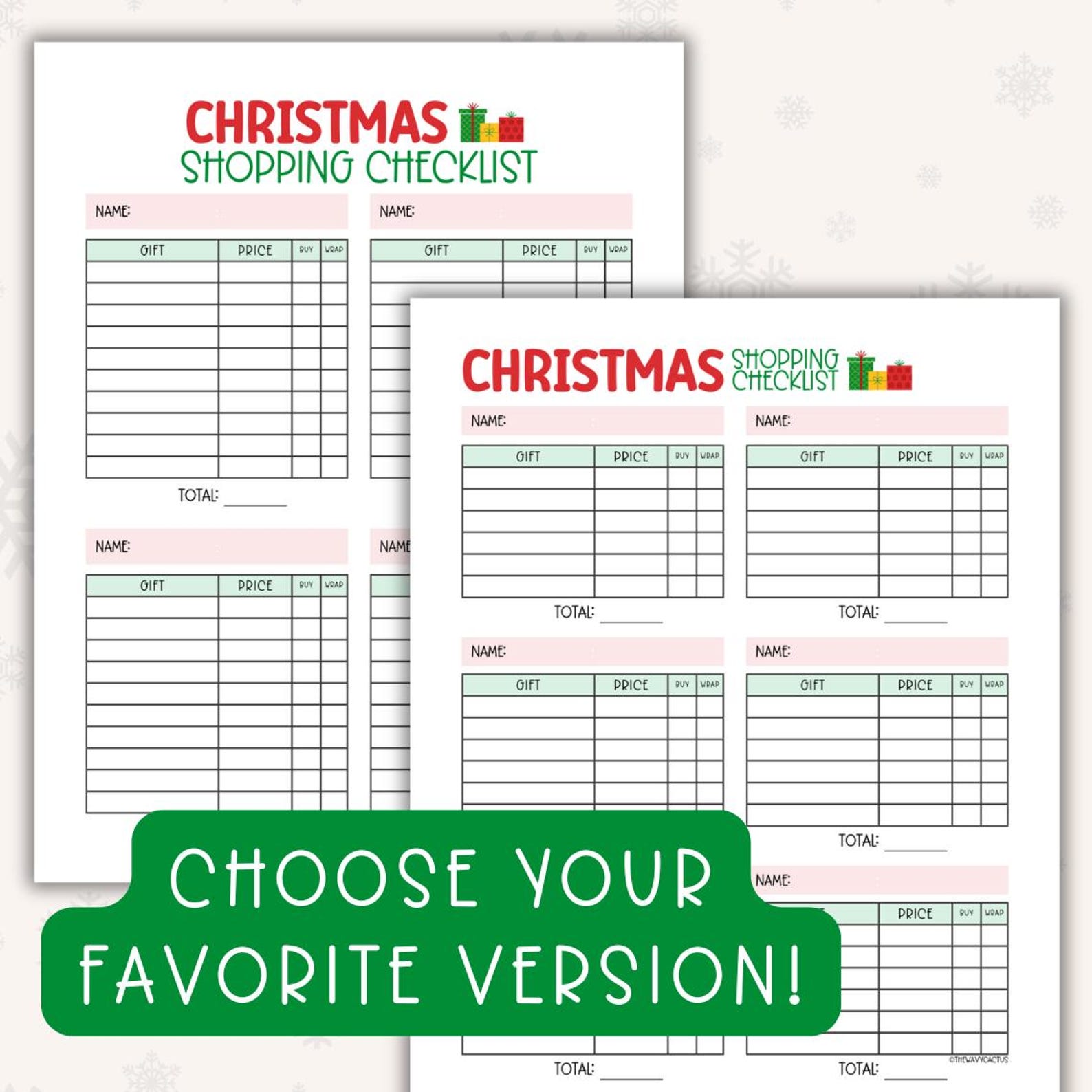 Christmas Shopping Gift List Printable, Christmas Gift Budget Tracker ...