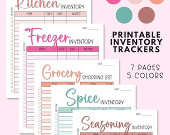 Kitchen Inventory Planner Printable | Grocery Shopping List Organizer | Pantry, Freezer, Fridge, Spice, Seasonings Tracker | A4 and Letter