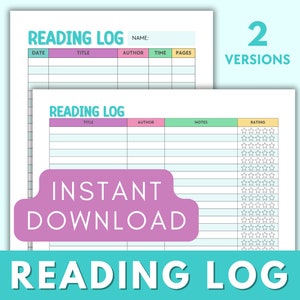 Rastreador imprimible de registro de lectura, Rastreador de libros, Rastreador de lectura, Libros para leer, Libros que he leído, Registro de libros, A4/Carta, Descarga instantánea de PDF