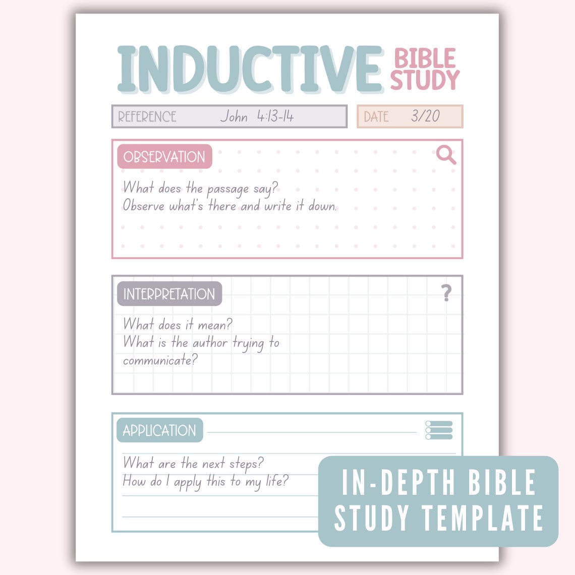 Inductive Bible Study Printable Template Bible Study Guide How to