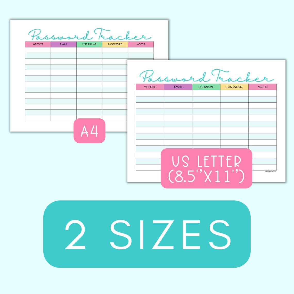 Password Tracker Printable, Colorful Password Keeper Sheet, Password ...