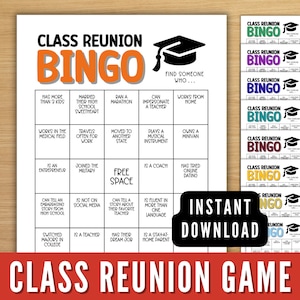 Class Reunion Bingo Game Printable, School Reunion Icebreaker Game, Class Reunion Games, Alumni Game, High School Reunion Instant Download