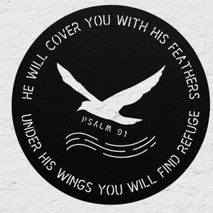 Psalms 91 Wall Sticker Mural – "He That Dwelleth" Bible Verse Vinyl Decal, 5ft