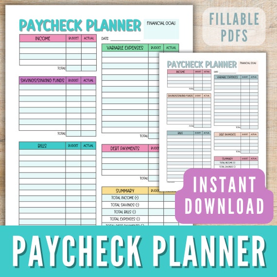 Biweekly Budget Planner Printable, Editable Paycheck Planner Template, Paycheck Budget Tracker, Finance Planner, Zero Based Budget download
