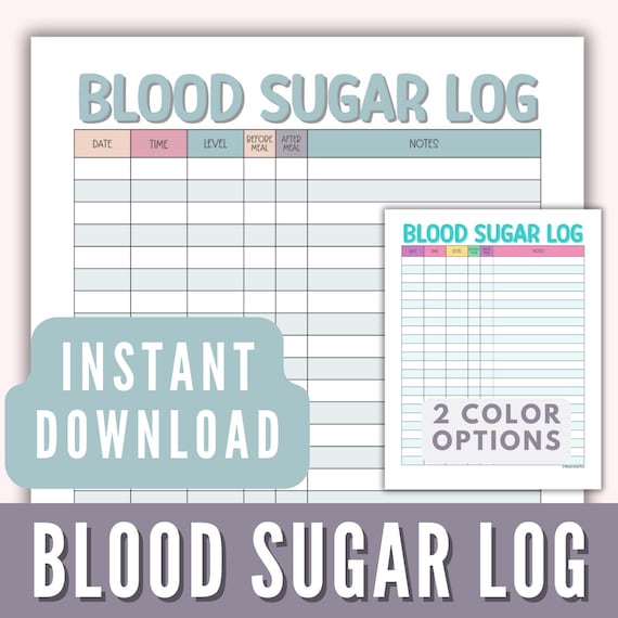 Blood Sugar Log Printable Template, Blood Glucose Tracker Instant Download, Diabetic Blood Sugar Tracker, Diabetes Log, Health Tracker pdf