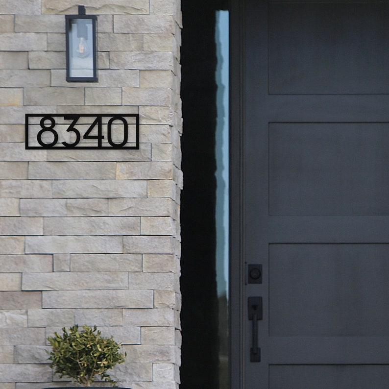 Horizontal Metal House Number Sign, Modern Address Number Sign, Metal ...