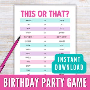 女の子向けの誕生日パーティーゲーム（印刷可能）、楽しい誕生日パーティーゲーム、印刷可能なパーティーゲーム、10 代前半向けの誕生日ゲームのダウンロード
