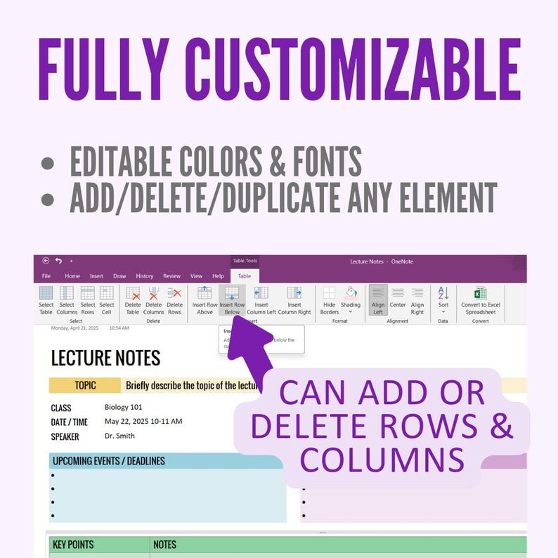 Onenote Lecture Notes Template, Customizable Digital Class Notes ...