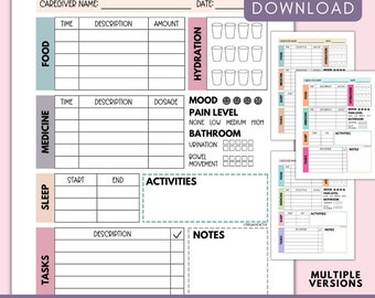 Caregiver Log Printable, Caregiver Daily Log Instant Download, Caregiver Checklist, Daily Caregiver Notes, Printable Caregiver Daily Log