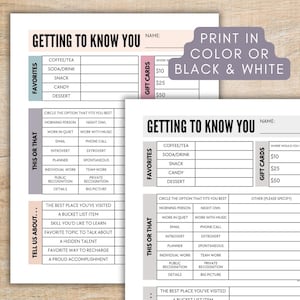 Team Building Get to Know Your Staff Questionnaire Printable, Coworker ...