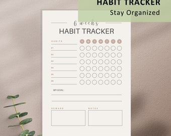 6 semaines Habit Tracker imprimable, Habit Tracker, Planner, Routine Tracker, 7 Day Habit Challenge, A4/A5, Téléchargement instantané