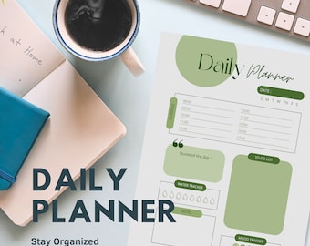 Simple Daily Planner, Daily Planner, Daily Schedule, Daily Agenda, To Do List, Printable, Digital, Instant Download, A4, A5