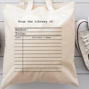 Library Book Due Date Card Tote Bag | Book Lover Gift | Bookish Gifts | Library Book Tote Bag | Author Autograph Bag | Gifts for Readers