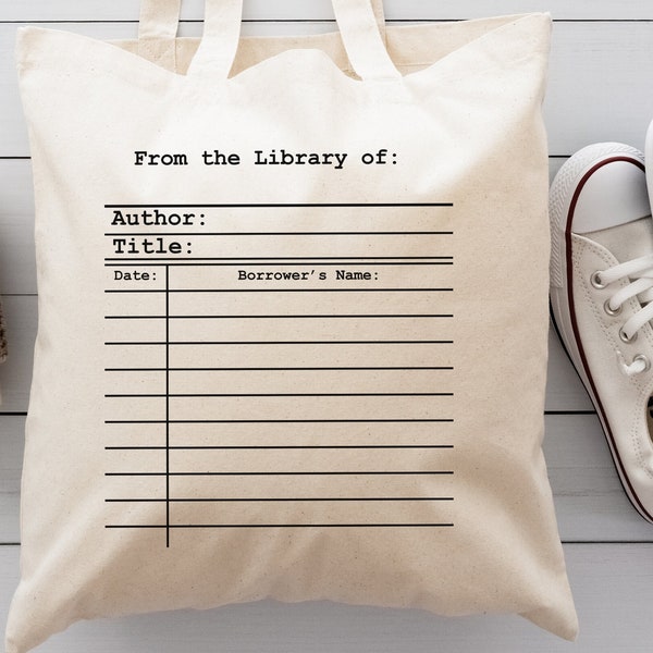 Library Book Due Date Card Tote Bag | Book Lover Gift | Bookish Gifts | Library Book Tote Bag | Author Autograph Bag | Gifts for Readers