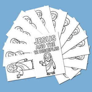 Jesus and 12 Disciples Coloring Pages Printable PDF for Kids Christian Sunday School or church Bible Activity Booklet - High Quality