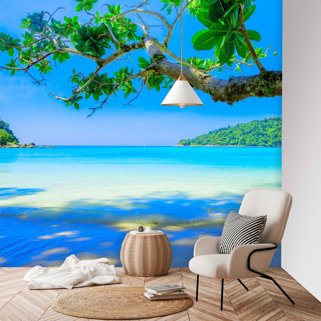 Beach Wall Mural Reusable Wallpaper Temporary Wallpaper Etsy
