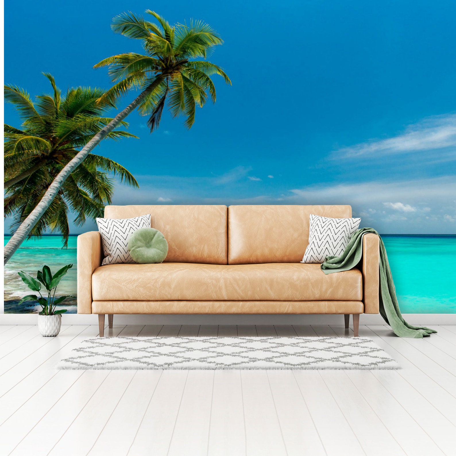 Beach Wall Mural Temporary Wallpaper Peel and Stick Wallpaper Removable