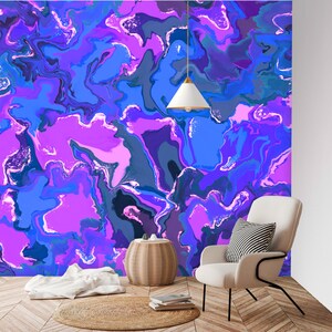 Magenta Marble Swirl Wall Mural | Marble Wallpaper | Peel & Stick | Removable Decor | Temporary Wallpaper | Marble Wall Mural | Magenta Deco