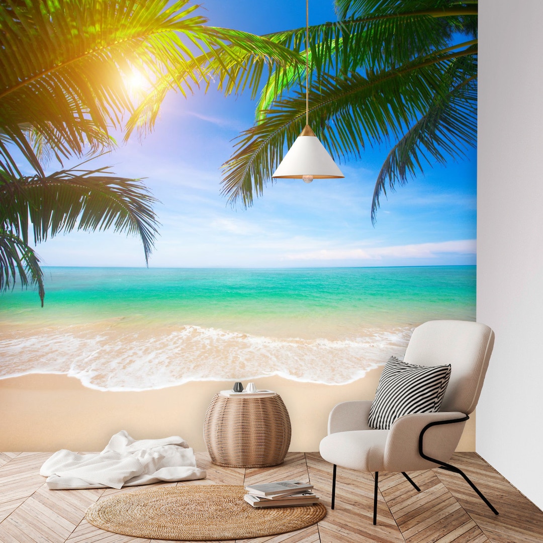 Beach Wall Mural Temporary Wallpaper Peel and Stick Wallpaper Removable