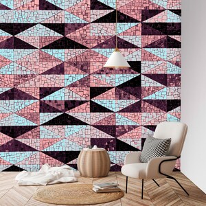 Broken Wall Mural | Removable Wallpaper | Lakehouse Decor | Reusable Wallpaper | Peel & Stick | Temporary Wallpaper | Abstract Art | Quilt