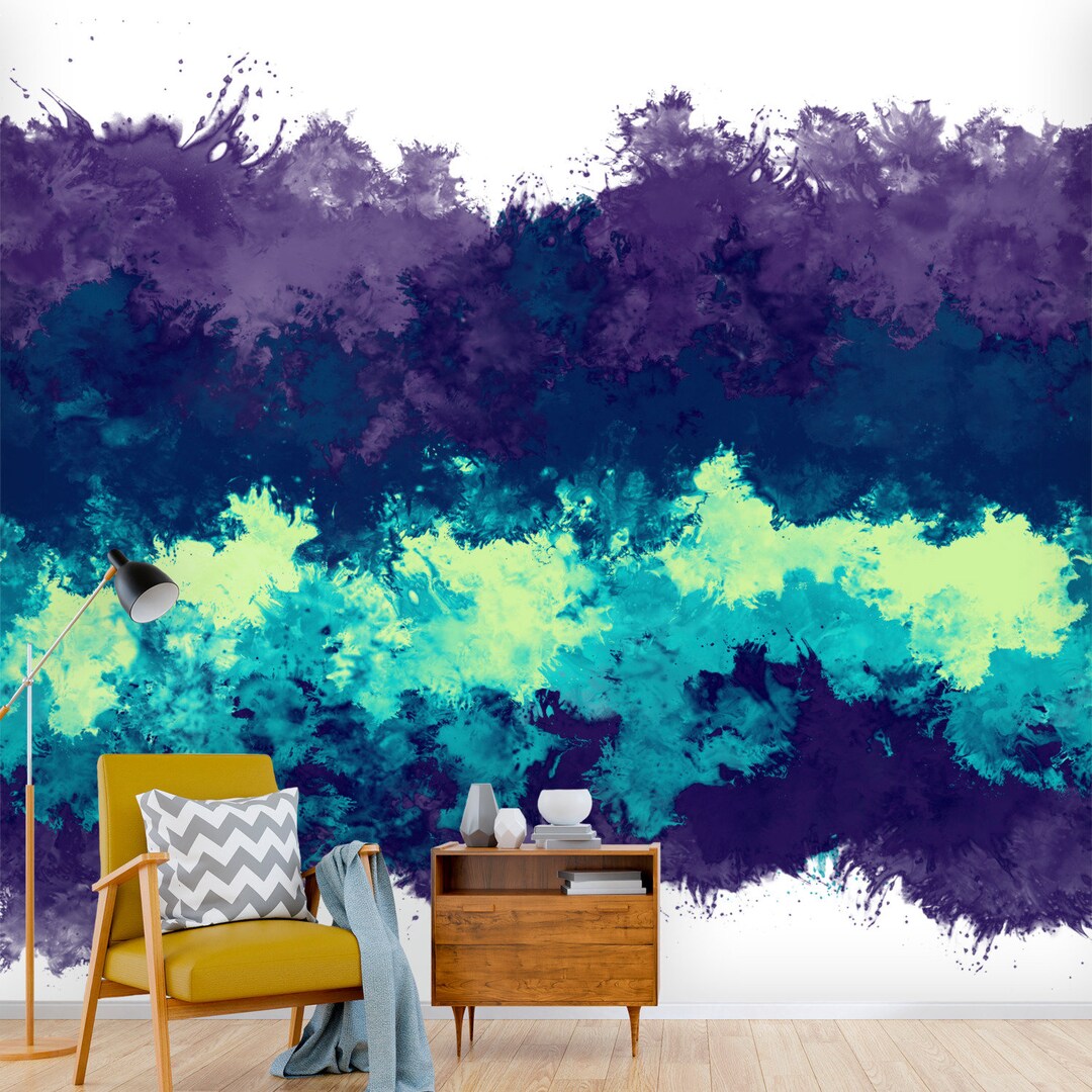 Blue Paint Wall Mural | Marble Wallpaper | Peel & Stick | Removable ...