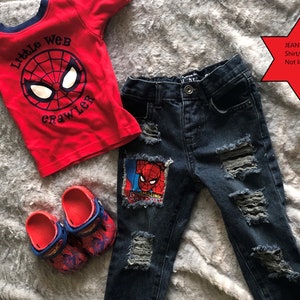 Baby|Toddler|Boy's Distressed/Ripped Spiderman Skinny Jeans 6M-16