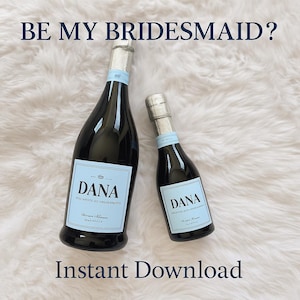Editable Bridesmaid Proposal Prosecco Label: Custom Champagne Gift Tag (PDF Template)