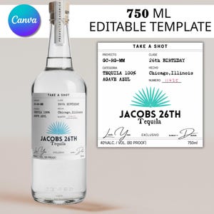 Editable Tequila Label Template • Printable Liquor Sticker
