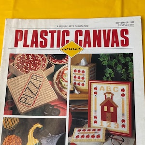 Plastic canvas pattern craft design A Leisure Arts Publication September 1992 Teacher Set Moms Answer book  hobby vintage how to magazine