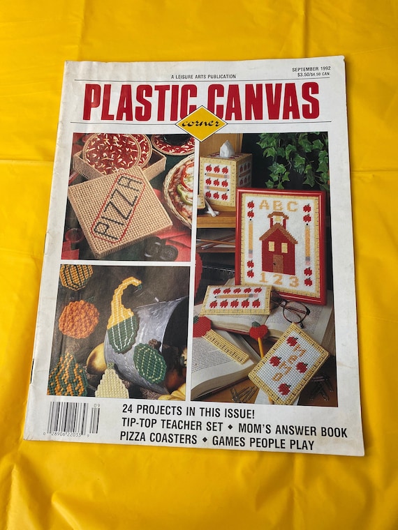 Plastic canvas pattern craft design A Leisure Arts Publication September 1992 Teacher Set Moms Answer book  hobby vintage how to magazine
