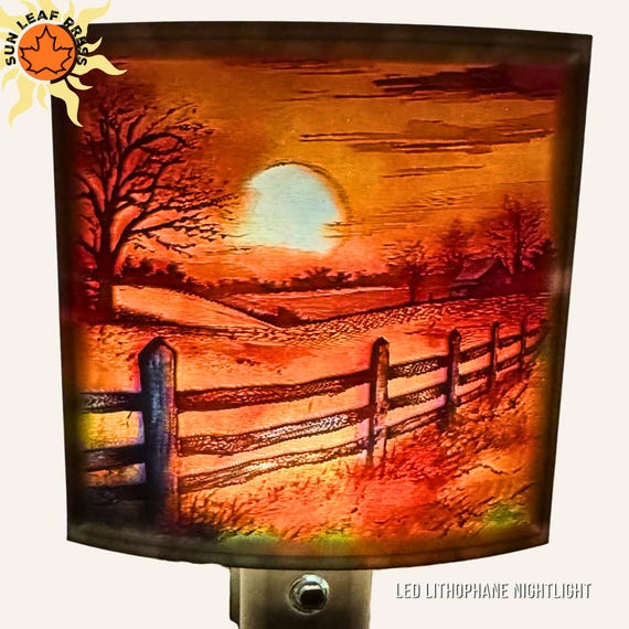 Led Lithophane Nightlight Country Sunset Lamp Design Farmhouse Scene Light Sensor Hallway Illumination Rustic Landscape Bedroom Accent