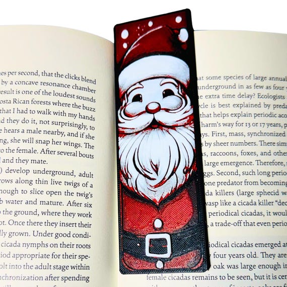 Santa Bookmark Christmas Decoration Book Lover Seasonal Gift Textured Reading Companion Page Marker Customize Claus Stocking Stuffer Present