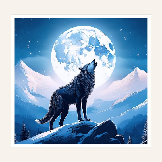 Wolf Moon Nightlight Personalized Gift Howling Light Bedroom Wilderness Decoration Mountain Scene Custom Nature Illumination Magical Animal
