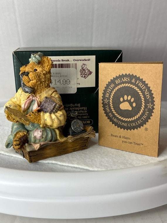 Vintage Boyds Bear Figurine Ineeda break overworked gift for mom aunt grandma resin bear decor vintage collector