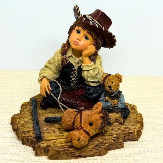 Vintage Boyd Bear Figurine resin bear collectible home decor vintage collector original box gift her Calamity with Little Bear Whoa Is Me