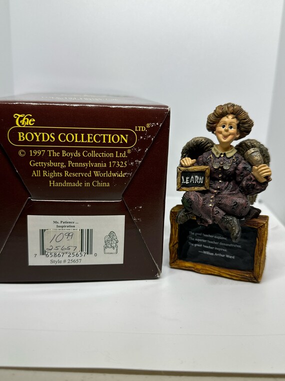 Vintage Boyds Bear Figurine Ms. Patience inspiration gift for teacher mom aunt grandma resin bear decor vintage collector