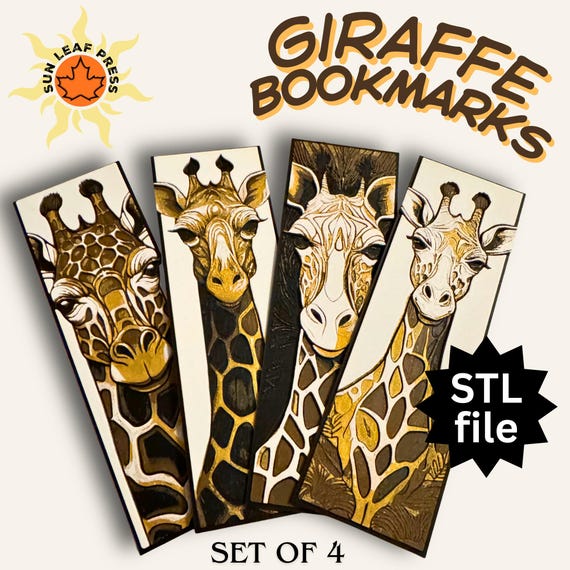 Giraffe Bookmark Stl File Download Digital Template Printable Design Animal Reading Accessory Gift Idea Book Lover Marker Safari Theme