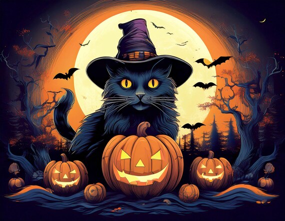 Halloween Night Light Cat Holiday Jack o' Lantern LED Lamp Lithophane Keepsake Memory Decoration Illumination Bedroom Luminous Photograph