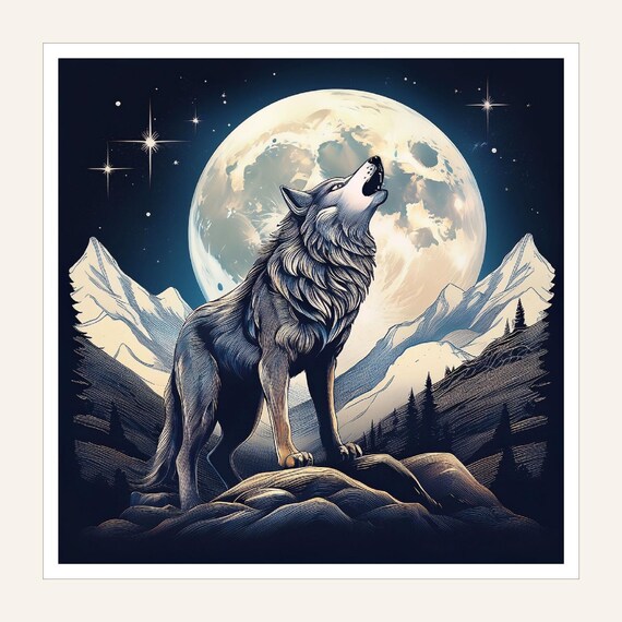 Personalized Wolf Nightlight Moon Lamp Woodland Decoration Nursery Lighting Mountain Scene Howling Animal Wilderness Theme Forest Bedroom