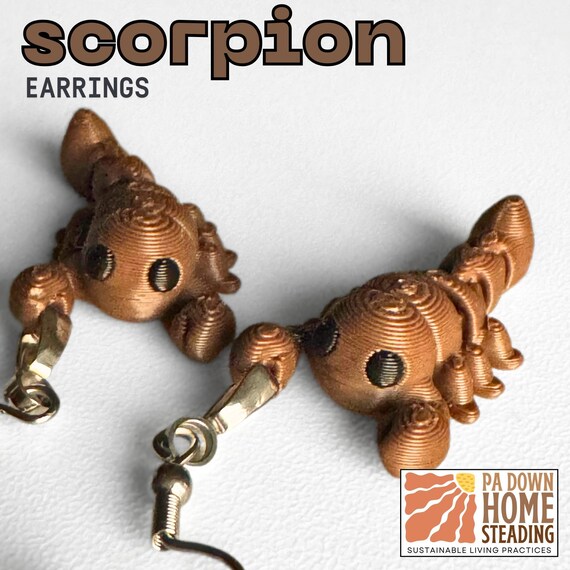 Scorpion Dangle Earrings Summer Jewelry Statement Piece Custom Earrings Lightweight Design Desert Animal Zodiac Inspired Halloween Accessory