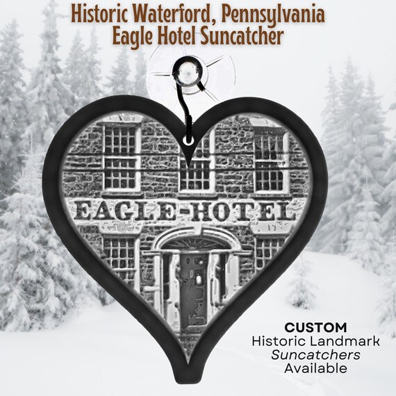 Custom Heart Suncatcher Home Window Decor Historical Building Personalize Suncatcher Valentine Birthday Holiday Gift Rear View Mirror Hanger