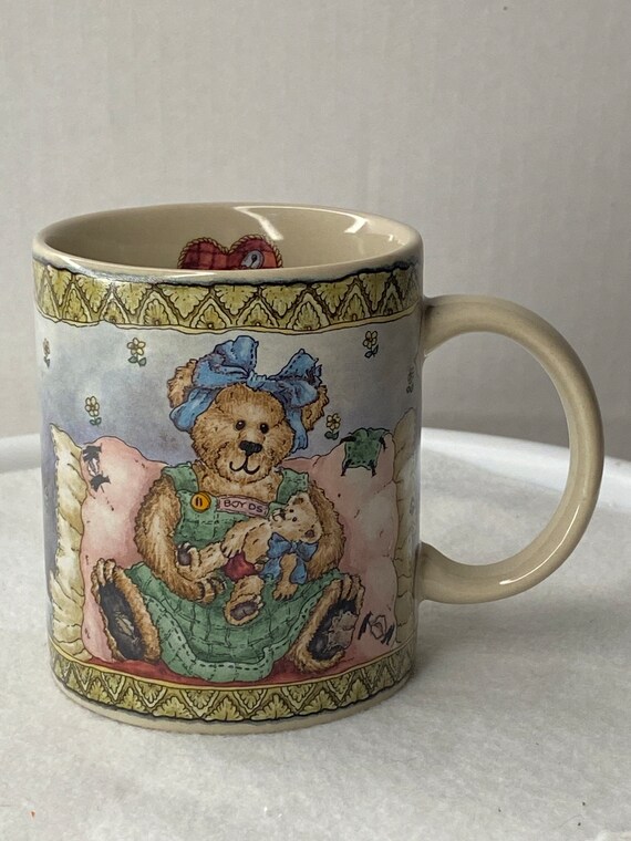 Boyds Bear Figurine TLC Mug Pottery Boyds Bear Figurine  gift for coffee drinker teacher mom grandma aunt daughter vintage retired resin