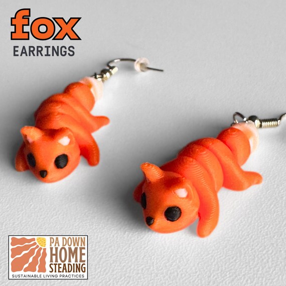 Fox Plastic Animal Jewelry Custom Color Forest Theme Design Wild Animal Style Woodland Creature Accessory Casual Wear Fashion Earring Cute