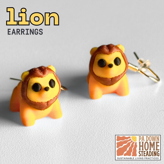 Lion Plastic Animal Jewelry Custom Color Jungle Theme Wild Cat Design Zoo Animal Style Creature Fun Accessory Casual Wear Fashion Earring